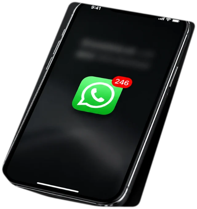 Phone showing 246 unread WhatsApp messages